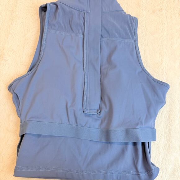 Balance Athletica Workout Top Stretch Spots Bra Yoga M Blue Cropped Zip Up - Picture 7 of 10